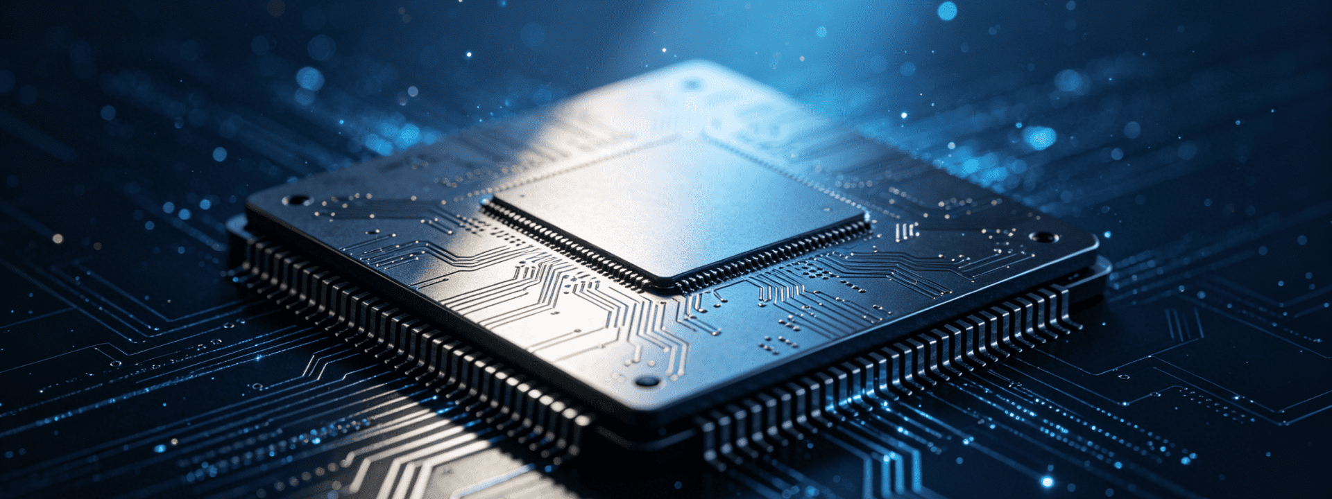 Electronic component microchip on circuit board